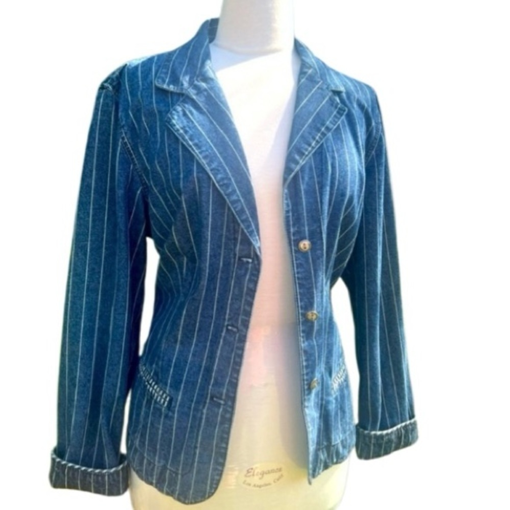 Chicos plus size jacket Blue Striped Women's Blazer